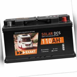 Solarbatterie 110Ah 12V EXAKT DCS Wohnmobil Versorgung Boot Solar Batterie 100Ah