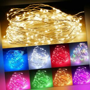 LED Lichterkette Draht 10 20 40 100 Mikro Drahtlichterkette Batterie warmweiss