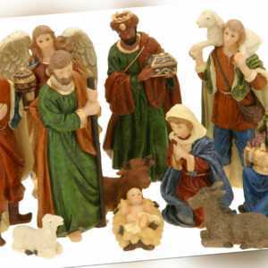 Krippe Figuren Set - 11-teilig / klein - Weihnachten Advent Tisch Deko Zubehör