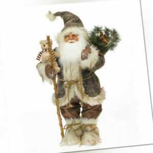 82cm Weihnachtsmann Deko Figur LED Santa Claus Nikolaus Weihnachtsdeko Teddybär