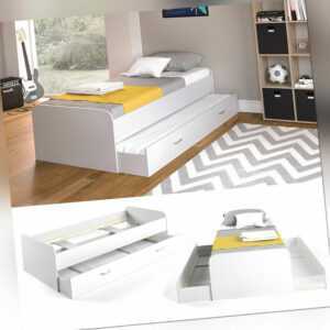 Kojenbett Jugendbett mit Gästeliege Funktionsbett Enzo weiß 90x200 cm Vitalispa
