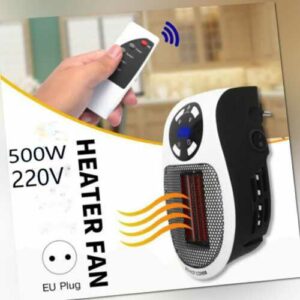 500W Steckdosen Heizlüfter Mini Heizung Elektroheizer Mobile Heizgerät Heater