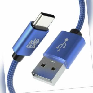 USB C Datenkabel SCHNELL Ladekabel Kabel für Samsung Galaxy Huawei - Blau