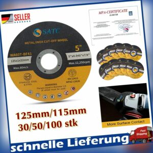SATC TRENNSCHEIBEN Ø125 mm INOX MPA FLEXSCHEIBEN Extradünn Metall Edelstahl