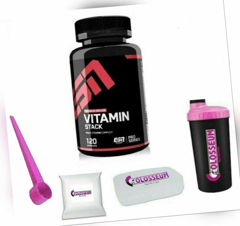 Multivitamin Vitamin Stack 165,56€/kg ESN 120 Kapseln Mineralien gratis Bonus