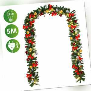 Weihnachtsgirlande Tannengirlande LED Lichterkette für Außen 5M Girlande