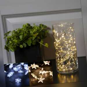 LED Draht 20 - 100 Micro LED Lichterkette Drahtlichter Timer warmweiß Batterie