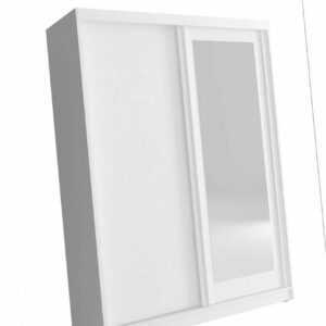 Schwebetürenschrank mit Spiegel Kleiderschrank Schiebetüren MONO 150 cm Weiß