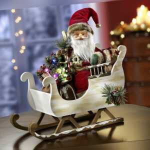 Weihnachtsmann mit Schlitten beleuchtet Dekoschlitten Weihnachten XMAS