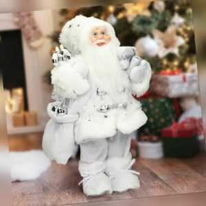 Deko Weihnachtsmann Santa Claus Winterdeko Dekofigur Weihnachtsdeko weiß 37 cm