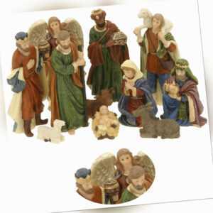 Krippenfiguren Set 11 Figuren Weihnachten Krippe 5-11cm Maria Josef Jesus Schaf