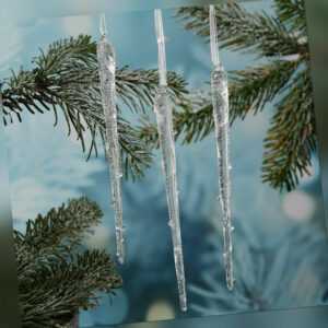 Weihnachtsbaumschmuck Eiszapfen gefrostet Anhänger Glas Weihnachtsdeko 3 Stück