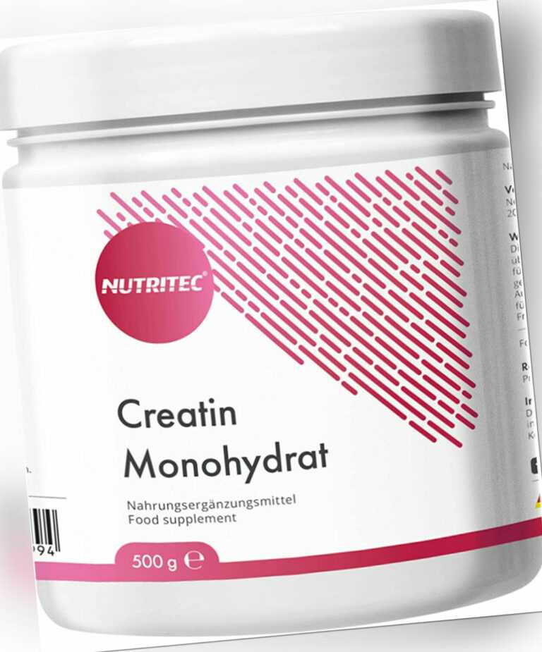 Creatin Monohydrat 500g Pulver, für Muskelaufbau, Kraft und Ausdauer, Fittnes