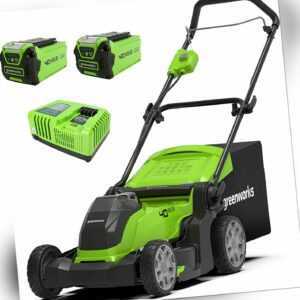 40V Akku Rasenmäher 41cm Greenworks mit 2x2Ah Batterie & Schnellladegerät