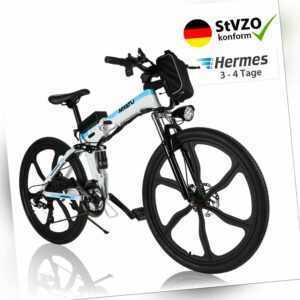 26" Elektrofahrrad Mountainbike Ebike Akku 10,4Ah 36V 21Gang Shimano Pedelec