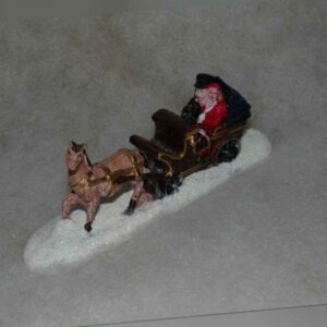 Pferd mit Kutsche Weihnachtsdorf Zubehör Deko Stadt Winter Figur 13cm XMAS Liebe