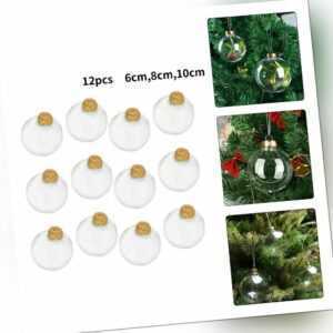 12 X Durchsichtige, Schillernde Glaskugeln, Christbaumschmuck, DIY-Dekoration