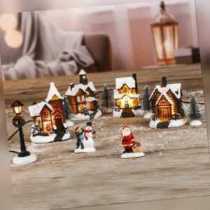 Weihnachtsdorf Weihnachtsstadt Weihnachtsdeko Schneemann Weihnachtmann Haus LED