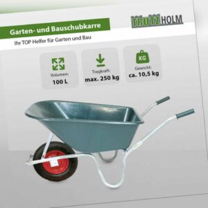 Schubkarre Gartenkarre Bauschubkarre 100 L 250 kg Schiebkarre PP-Mulde TrutzHolm