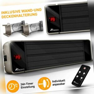 TRESKO® Dunkelheizstrahler Infrarot Heiz Strahler Terrassenstrahler Schwarz IRD