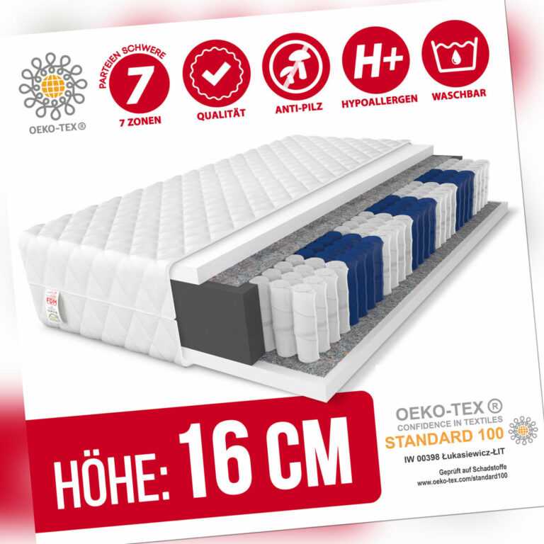 Matratze 7 Zonen METIS H3 Premium Komfort Taschenfederkern 16 cm Größe wählbar