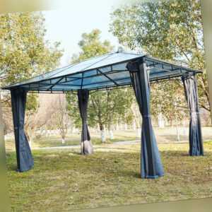 DMS® Pavillon 3x4m Gartenpavillon Partyzelt Polycarbonatdach Alu Zelt Wasserdich