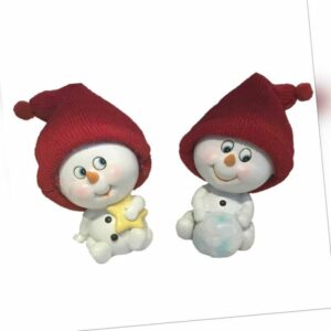 witziger lustiger Schneemann Polyresin mit roter Strickmütze 8,5 cm