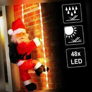 Weihnachtsmann Leiter 90cm LED Timer Dimmbar Nikolaus Weihnachten Santa Claus
