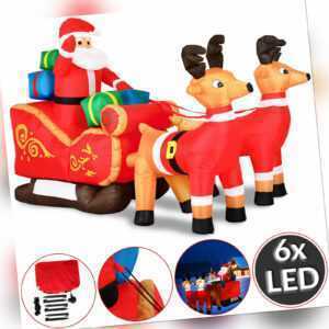 Aufblasbarer Weihnachtsmann mit Schlitten XXL LED beleuchtet Deko Nikolaus Santa