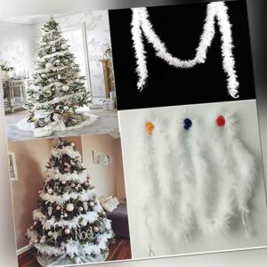 5X Weihnachtsbaum weiße Feder Dekoration Boa Streifen Weihnachtsband Girlande 2M