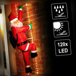 Weihnachtsmann Leiter 240cm LED Timer Dimmbar Nikolaus Weihnachten Santa Claus