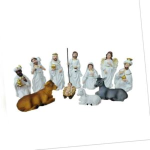11 Krippenfiguren Krippenset Weiß Weihnachtsdeko Figuren Maria Josef Jesus Engel