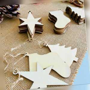 Holzanhänger Set 60 Baum Stern Stiefel Weihnachtsbaum Anhänger Weihnachten Deko