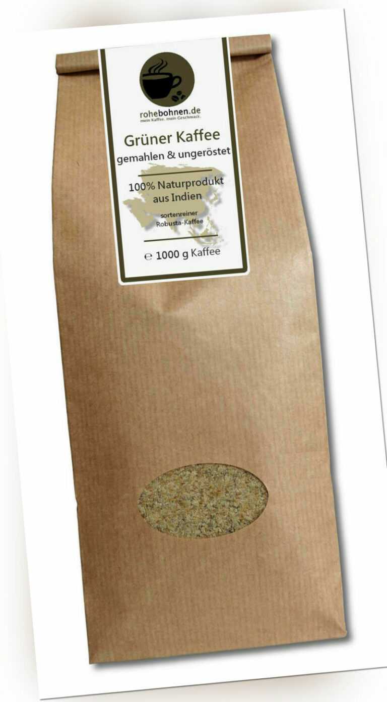 Grüner Kaffee gemahlen - Indien Robusta 1kg - Green Coffee