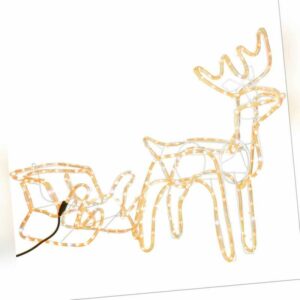 LED Rentier mit Schlitten Beleuchtet Lichtschlauch 264 LED Weihnachten 150 cm