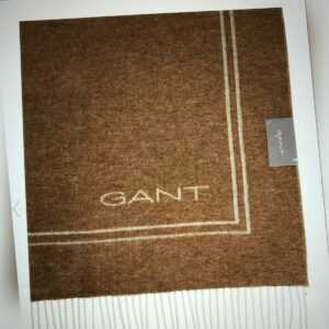 GANT Decke, Lammwollmischung, mit Gant Logo, Camelfarben, 130 x