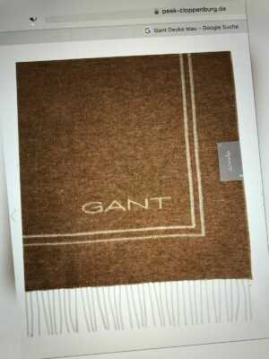 GANT Decke, Lammwollmischung, mit Gant Logo, Camelfarben, 130 x