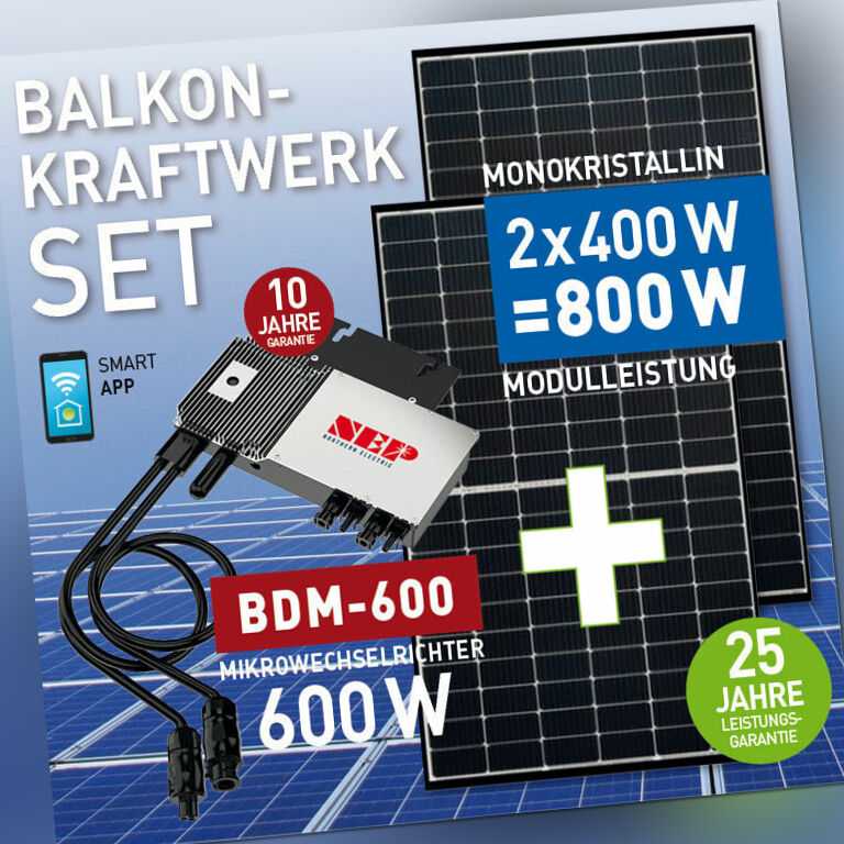 Balkonkraftwerk 600W / 810W  Photovoltaik Solaranlage  Plug&Play WIFI Smart