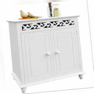 Kommode 2 Türen 76x65x35cm Massiv Landhaus Wohnzimmer Flur Sideboard Schrank