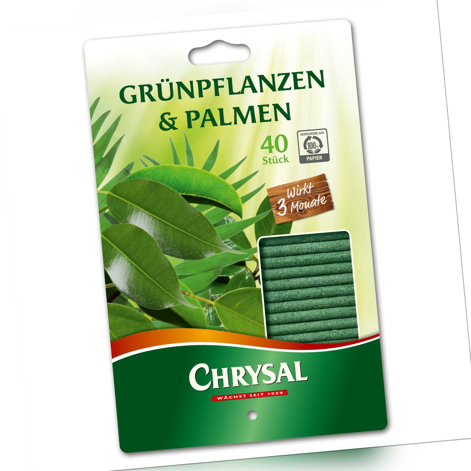 Chrysal Grünpflanzen & Palmen Düngestäbchen - 40 Stück Pflanzennahrung