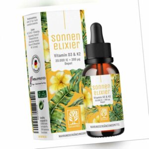 Vitamin D3 K2 Tropfen hochdosiert & vegan - 20.000 I.E D3 + K2 200 µg pro Dosis