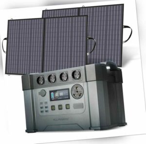 ALLPOWERS Powerstation 2000/2400W Solarbatterie, 200W Solarpanel Notstromversorg