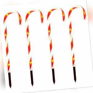4x LED Zuckerstangen Weihnachtsbeleuchtung für Garten Außen Outdoor Deko Figuren