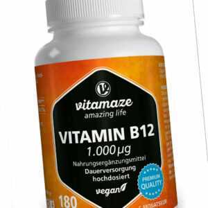 (421,56€/kg) Vitamin B12 hochdosiert 180 Tabletten Methylcobalamin vegan