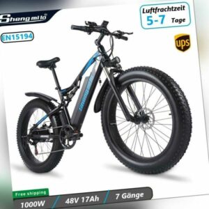 Elektrofahrrad 26 Zoll E Mountainbike 1000W 48V Fatbike E-bike Shimano E-Fahrrad