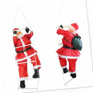 Weihnachtsmann auf Leiter 60cm Weihnachts Deko Weihnachten Figur Nikolaus Santa