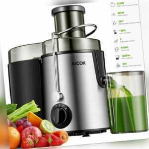 Zentrifugaler Entsafter Saftmaschine Edelstahl Große Öffnung Küchengerät Saft
