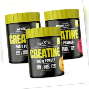 (47,98 EUR/kg) HERO.LAB Creatine Monohydrate Pulver 500g Kreatin Creatin