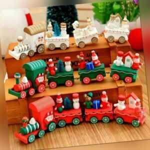 Weihnachtszug aus Holz Hölzerner Zug Weihnachtsmann Spielt Gift Weihnachtsdeko