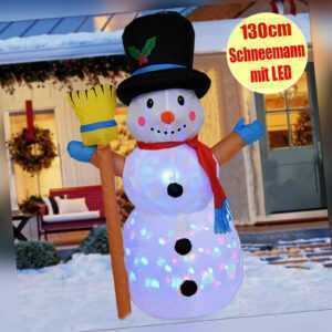 130cm Schneemann-Familie Weihnachtsdeko Aufblasbar mit LEDs Weihnachtsfigur Deco